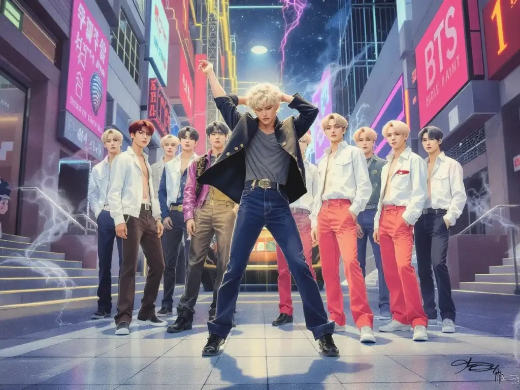 Imagen sobre la revolución social que generó la música en la película Footloose y la que hoy ha generado el K-Pop en Corea del Sur.